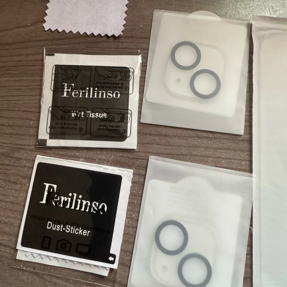 Ferilinso iPhone 13/14 tempered glass w/ camera lens protector